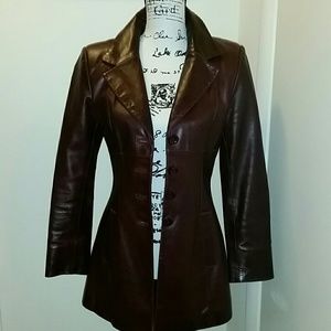 Bebe Burgundy Leather Blazer